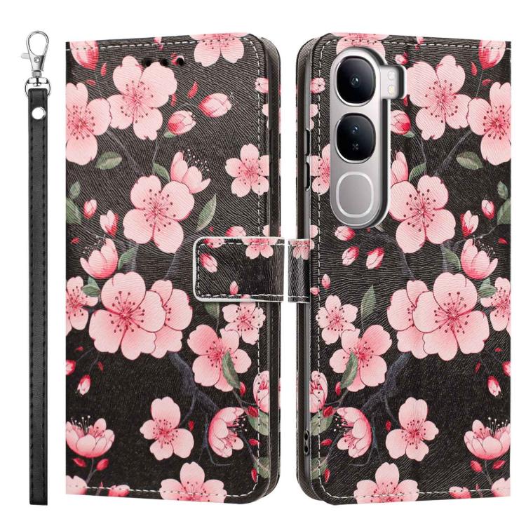 For vivo V40 Lite 5G IDN Painted Pattern Vegan Leather Phone Case with Strap
