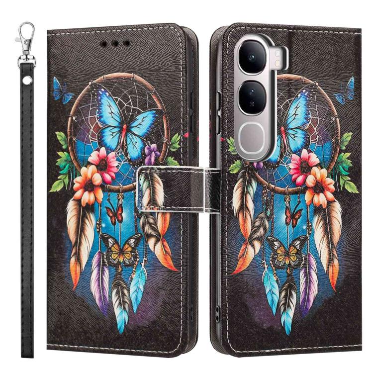 For vivo V40 Lite 5G IDN Painted Pattern Vegan Leather Phone Case with Strap