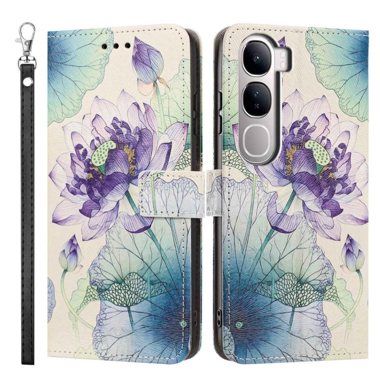 For vivo V40 Lite 5G IDN Painted Pattern Vegan Leather Phone Case with Strap