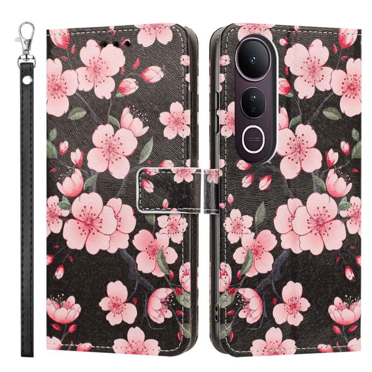For vivo V50 Lite 5G/4G Painted Pattern Vegan Leather Phone Case with Strap
