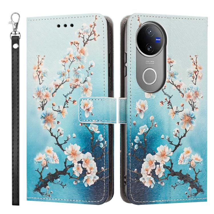 For vivo V50 5G Global/V50e Painted Pattern Vegan Leather Phone Case with Strap