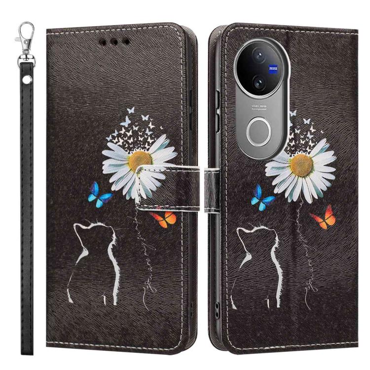 For vivo V50 5G Global/V50e Painted Pattern Vegan Leather Phone Case with Strap