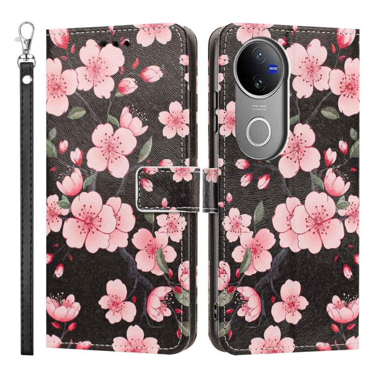 For vivo V50 5G Global/V50e Painted Pattern Vegan Leather Phone Case with Strap