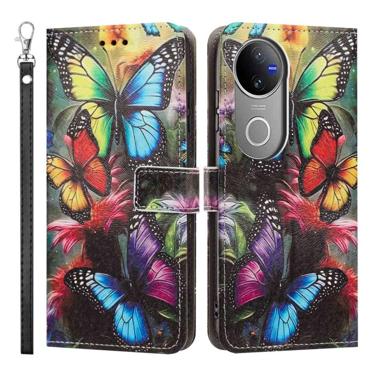 For vivo V50 5G Global/V50e Painted Pattern Vegan Leather Phone Case with Strap
