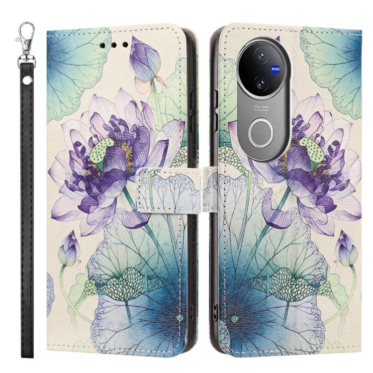 For vivo V50 5G Global/V50e Painted Pattern Vegan Leather Phone Case with Strap