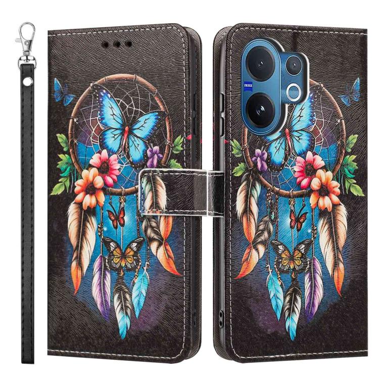 For vivo V60 5G Global Painted Pattern Vegan Leather Phone Case with Strap