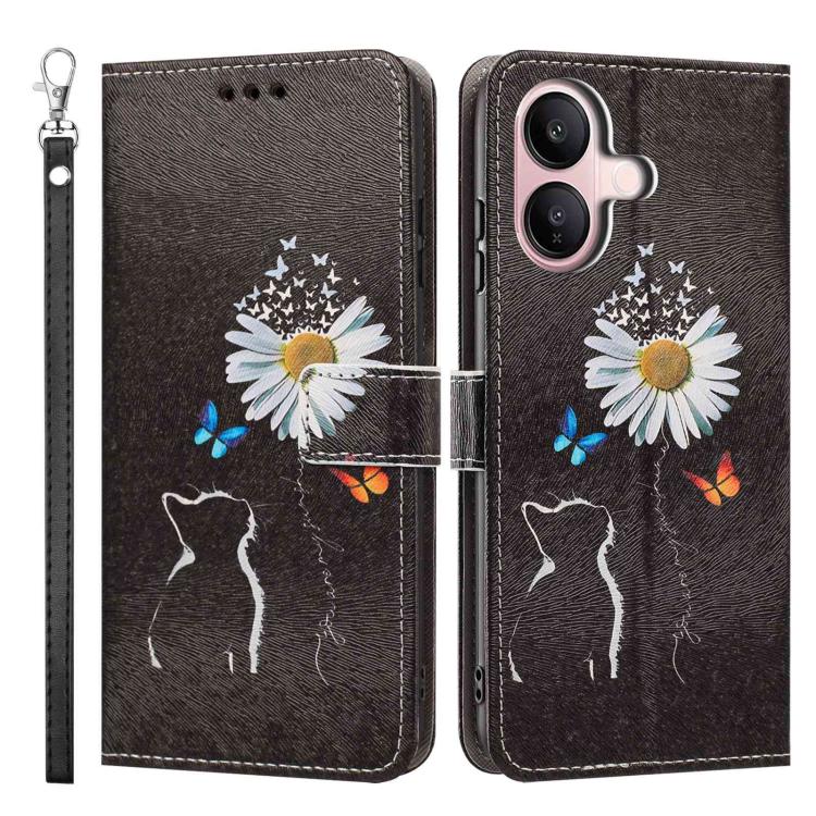 For vivo V60 Lite 5G/4G Painted Pattern Vegan Leather Phone Case with Strap