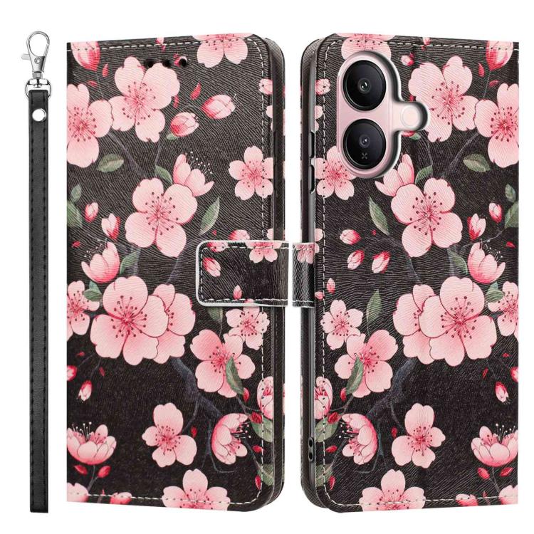 For vivo V60 Lite 5G/4G Painted Pattern Vegan Leather Phone Case with Strap