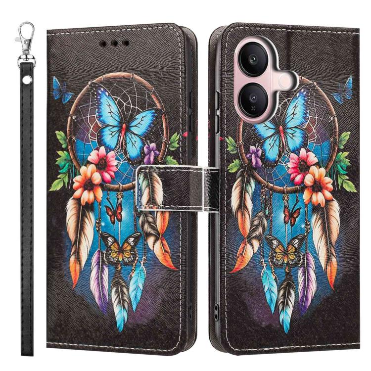 For vivo V60 Lite 5G/4G Painted Pattern Vegan Leather Phone Case with Strap
