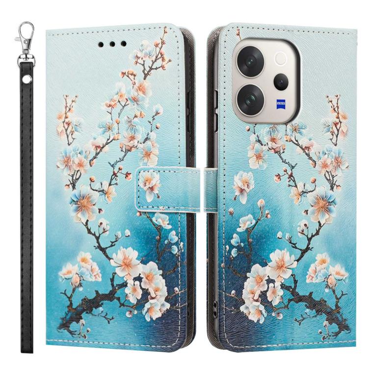 For vivo V70 5G Painted Pattern Vegan Leather Phone Case with Strap