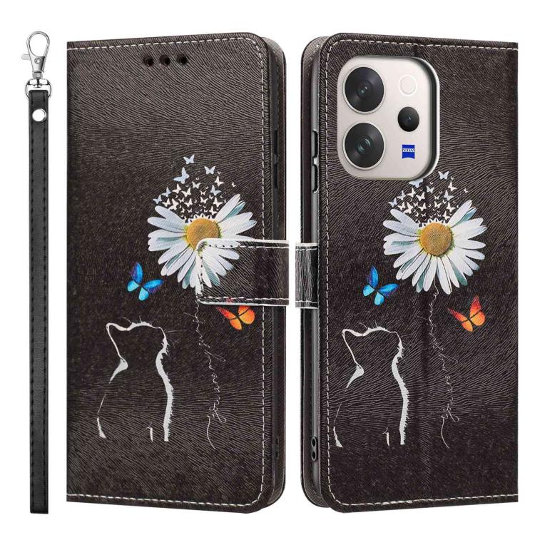 For vivo V70 5G Painted Pattern Vegan Leather Phone Case with Strap
