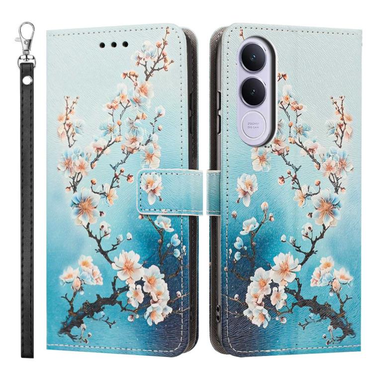 For vivo V70 FE 5G Painted Pattern Vegan Leather Phone Case with Strap