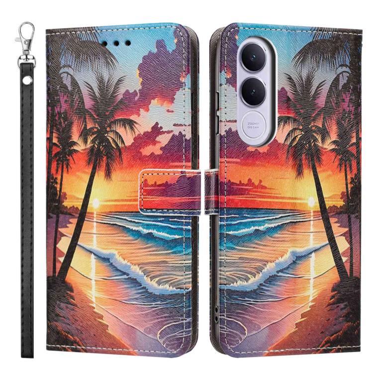 For vivo V70 FE 5G Painted Pattern Vegan Leather Phone Case with Strap