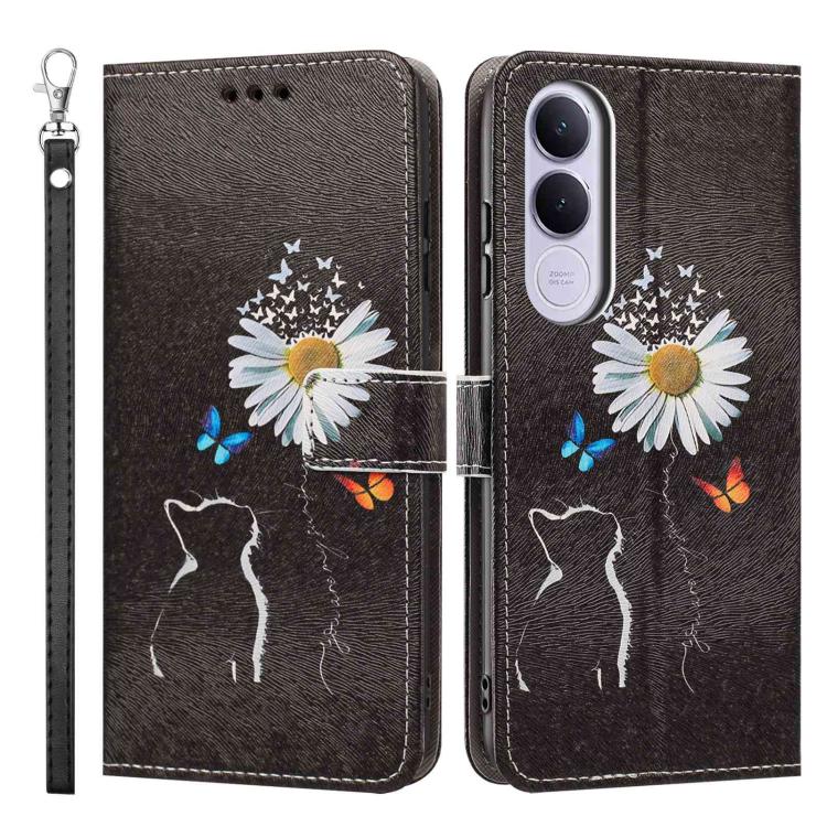 For vivo V70 FE 5G Painted Pattern Vegan Leather Phone Case with Strap