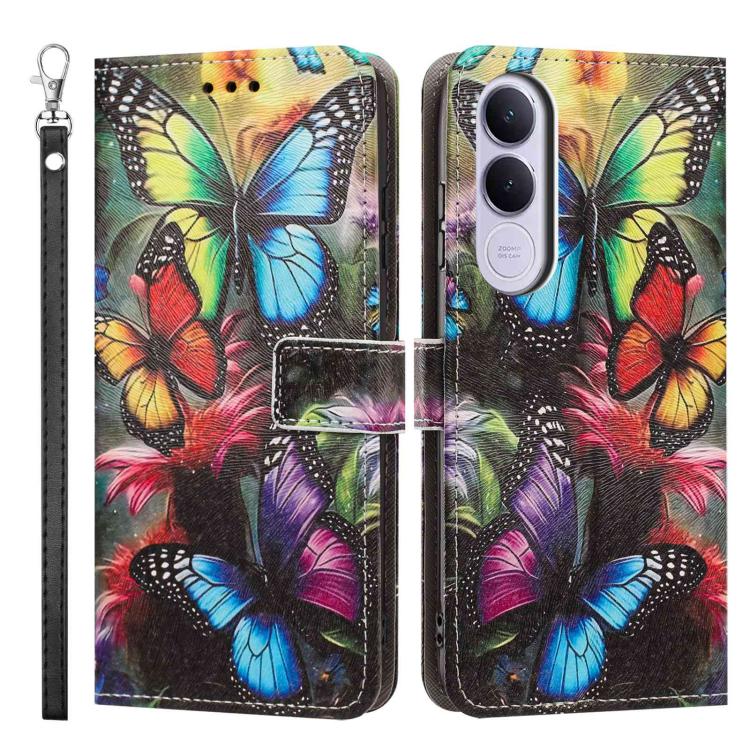 For vivo V70 FE 5G Painted Pattern Vegan Leather Phone Case with Strap