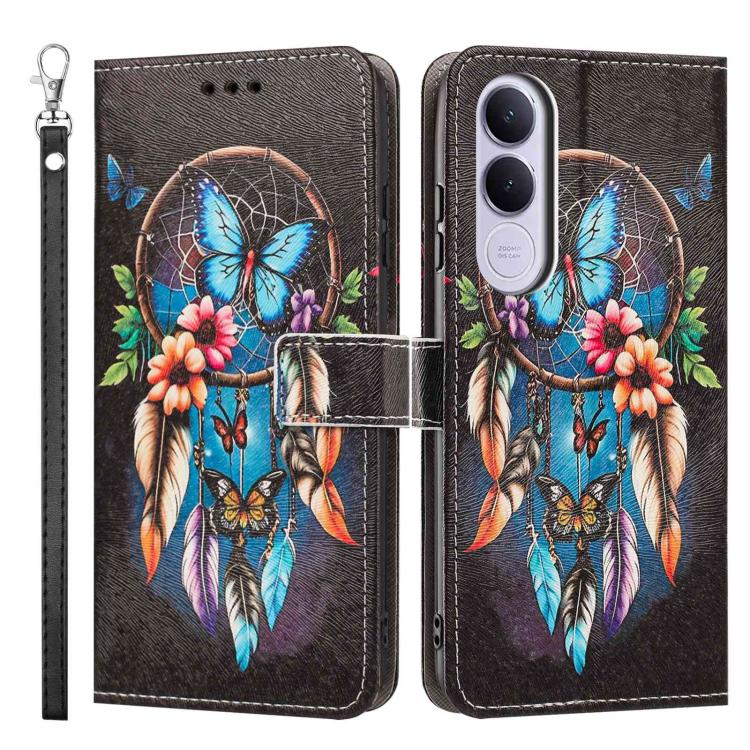 For vivo V70 FE 5G Painted Pattern Vegan Leather Phone Case with Strap