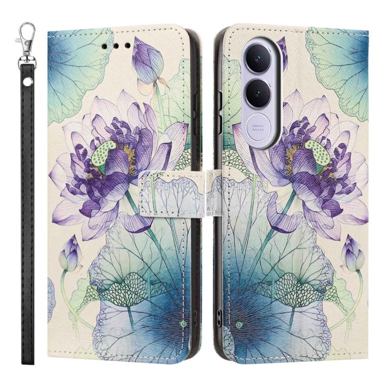 For vivo V70 FE 5G Painted Pattern Vegan Leather Phone Case with Strap