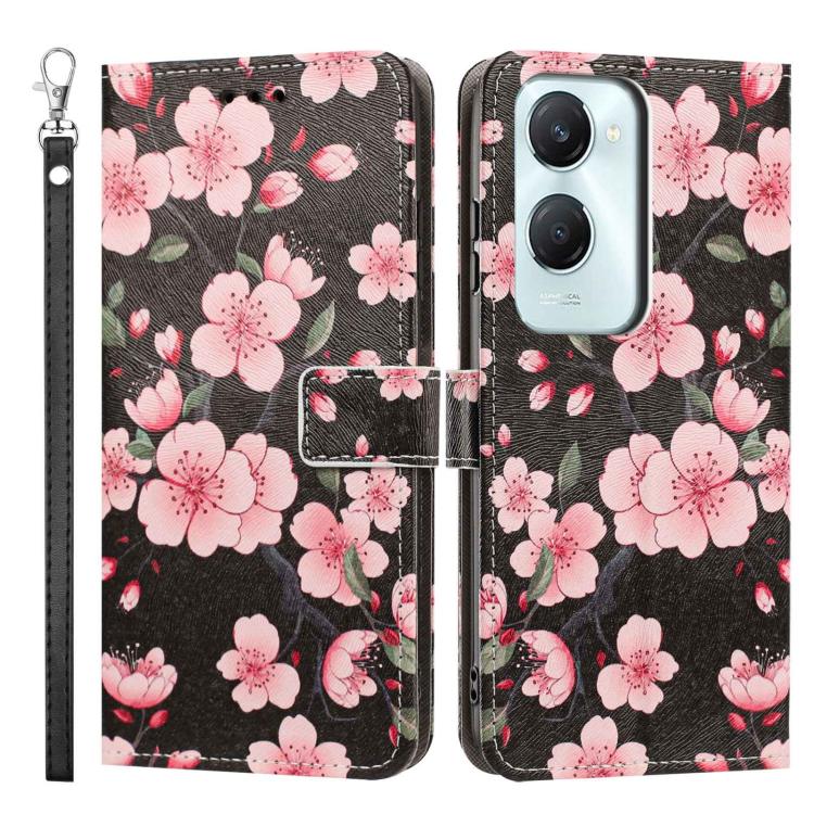 For vivo Y03 Painted Pattern Vegan Leather Phone Case with Strap