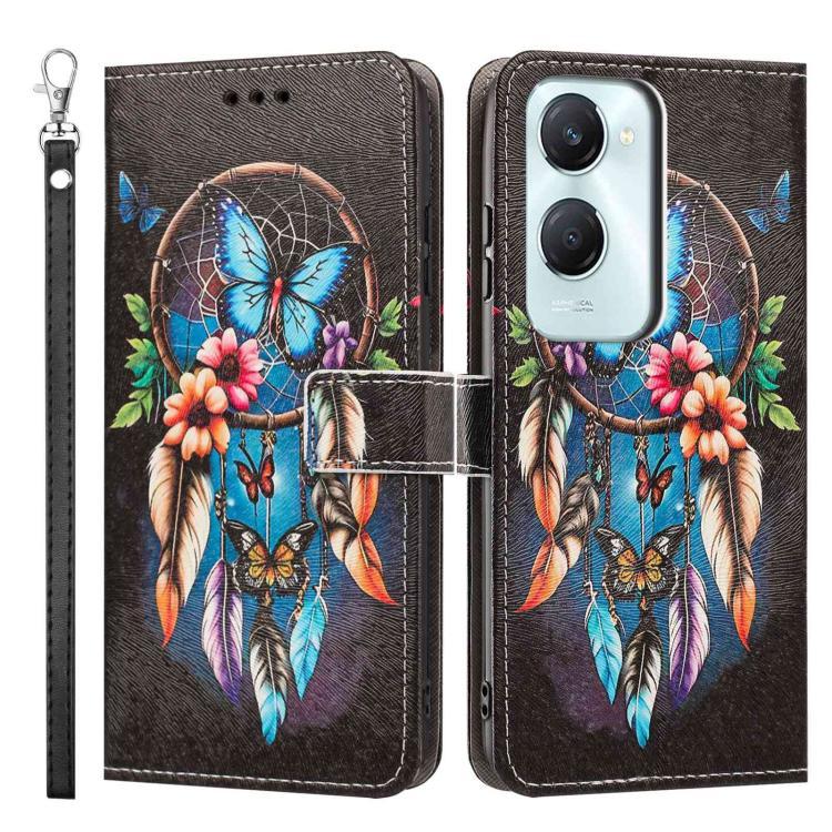 For vivo Y03 Painted Pattern Vegan Leather Phone Case with Strap