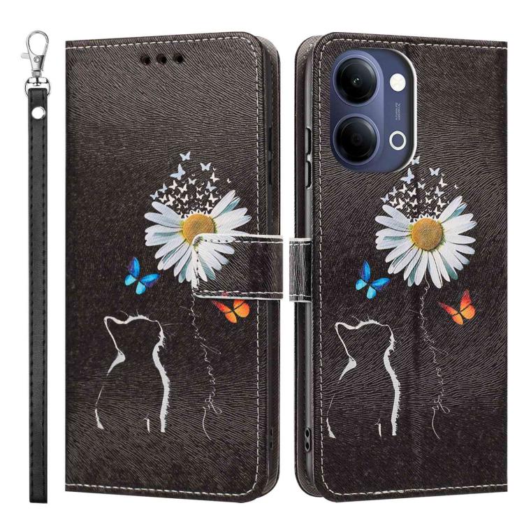 For vivo Y05 4G/Y21 5G 2026 Painted Pattern Vegan Leather Phone Case with Strap
