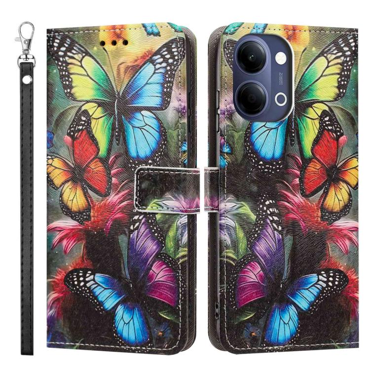 For vivo Y05 4G/Y21 5G 2026 Painted Pattern Vegan Leather Phone Case with Strap