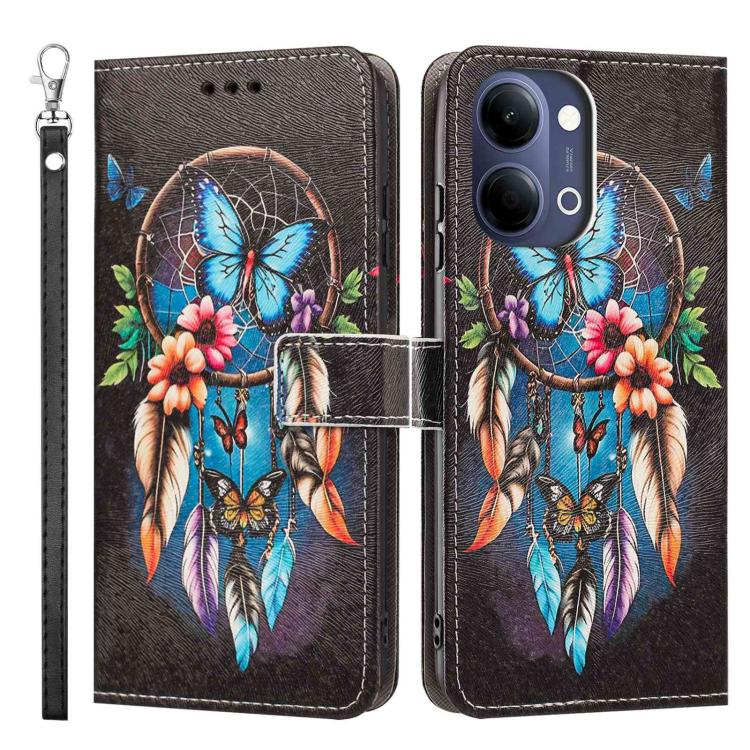 For vivo Y05 4G/Y21 5G 2026 Painted Pattern Vegan Leather Phone Case with Strap