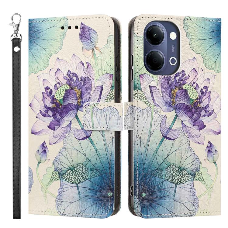 For vivo Y05 4G/Y21 5G 2026 Painted Pattern Vegan Leather Phone Case with Strap