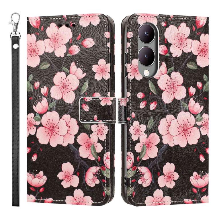 For vivo Y17s Global Painted Pattern Vegan Leather Phone Case with Strap