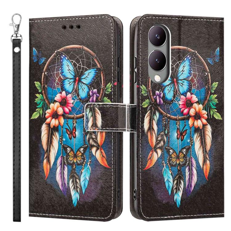 For vivo Y17s Global Painted Pattern Vegan Leather Phone Case with Strap