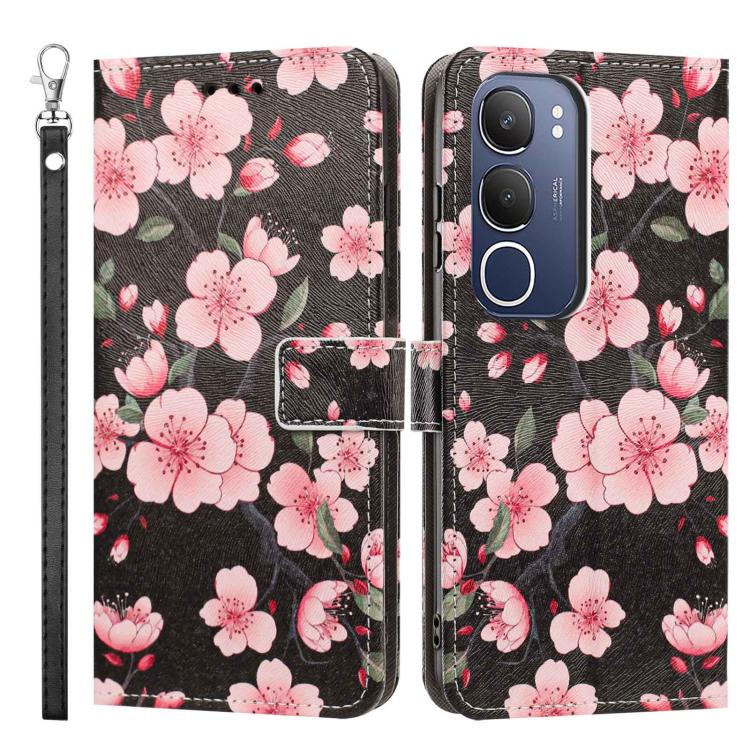 For vivo Y19s 4G Global/Y29 5G Painted Pattern Vegan Leather Phone Case with Strap