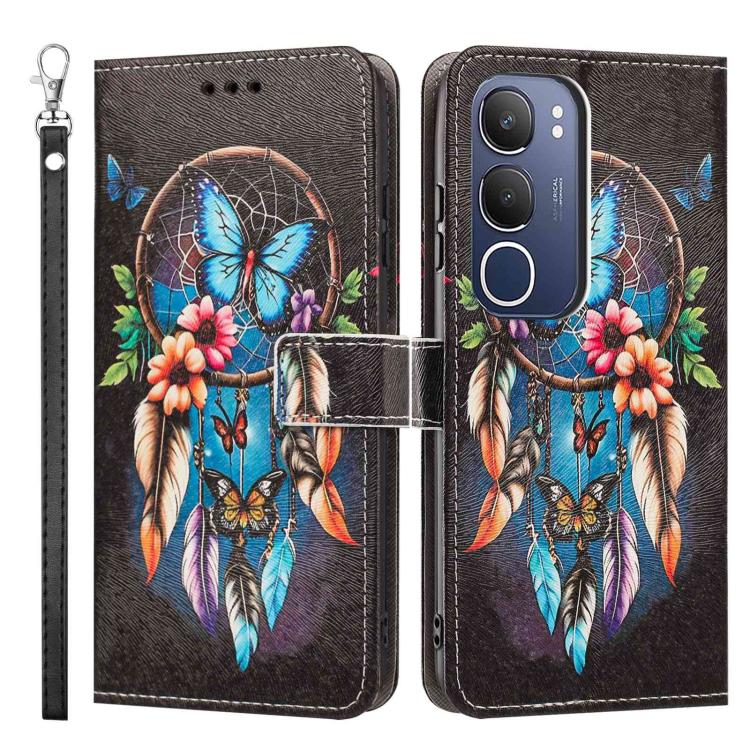 For vivo Y19s 4G Global/Y29 5G Painted Pattern Vegan Leather Phone Case with Strap