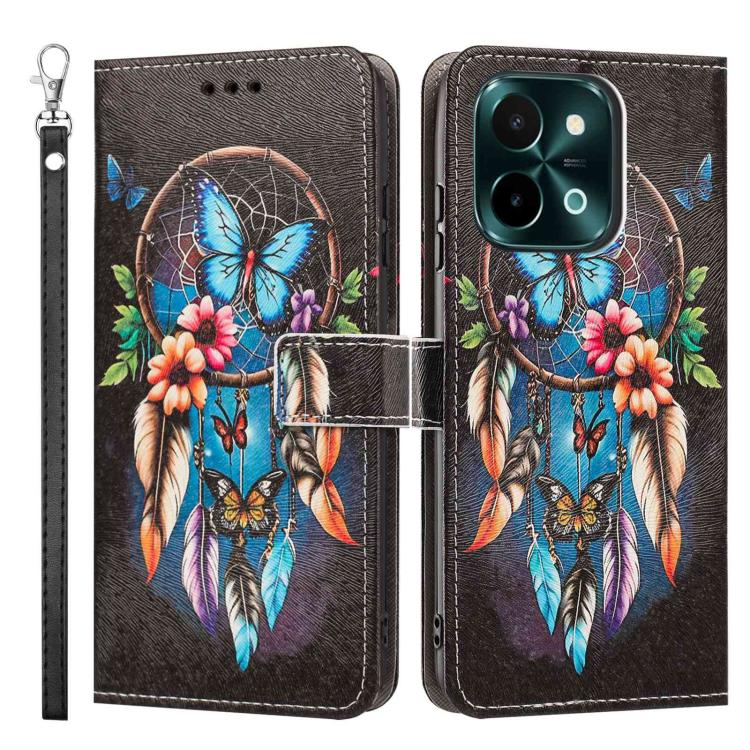 For vivo Y28 4G Painted Pattern Vegan Leather Phone Case with Strap