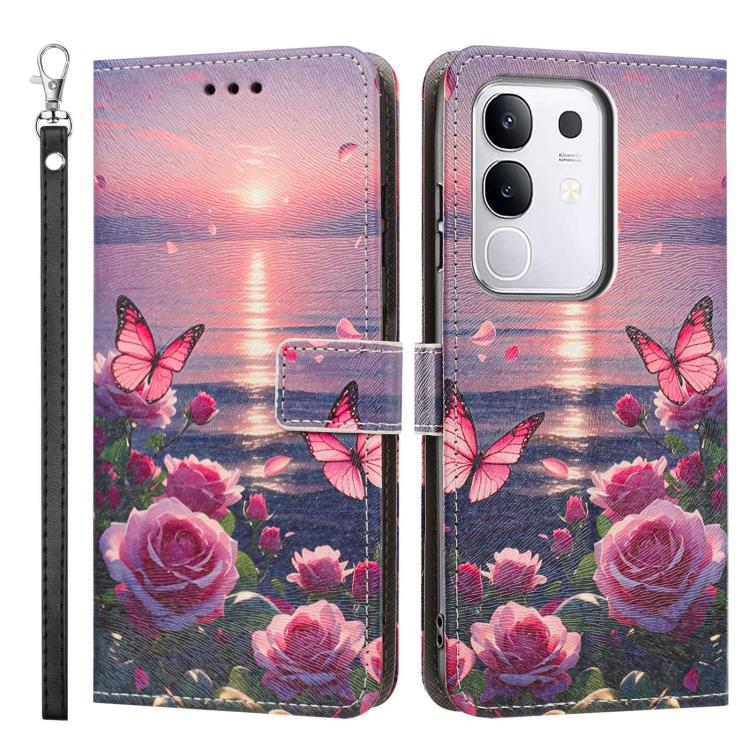 For vivo Y29 4G Global Painted Pattern Vegan Leather Phone Case with Strap