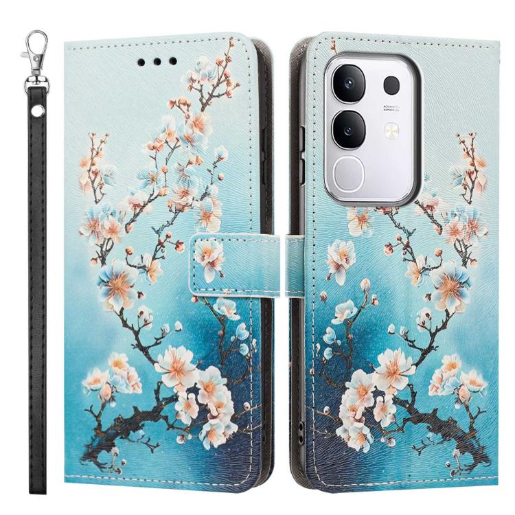 For vivo Y29 4G Global Painted Pattern Vegan Leather Phone Case with Strap