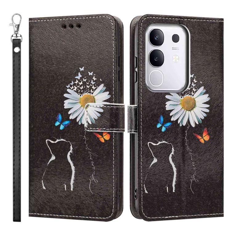 For vivo Y29 4G Global Painted Pattern Vegan Leather Phone Case with Strap