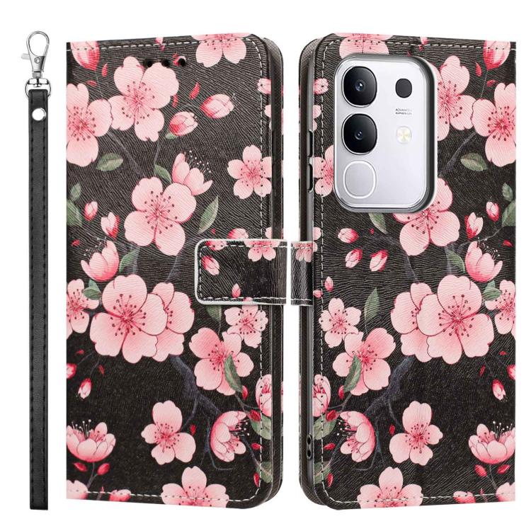 For vivo Y29 4G Global Painted Pattern Vegan Leather Phone Case with Strap