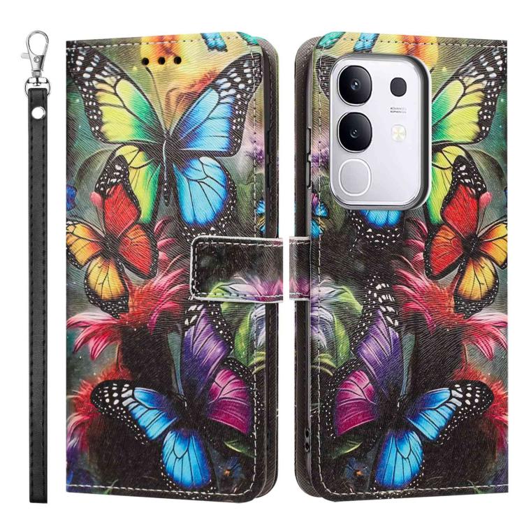 For vivo Y29 4G Global Painted Pattern Vegan Leather Phone Case with Strap