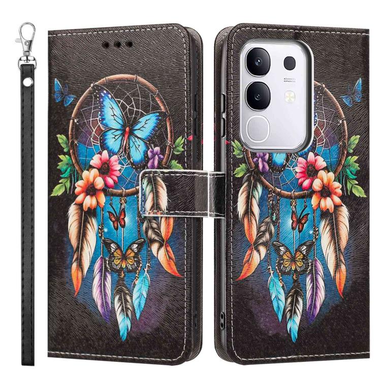 For vivo Y29 4G Global Painted Pattern Vegan Leather Phone Case with Strap