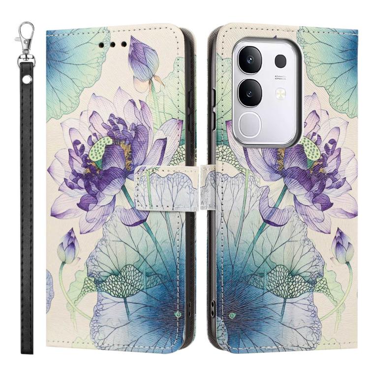 For vivo Y29 4G Global Painted Pattern Vegan Leather Phone Case with Strap