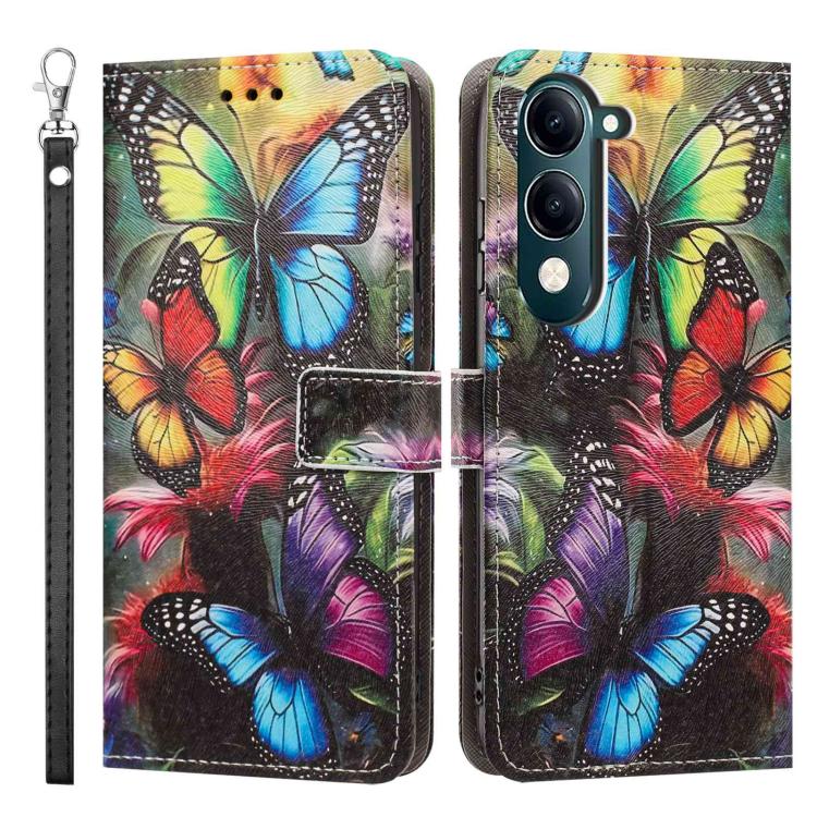 For vivo Y29s 5G Global Painted Pattern Vegan Leather Phone Case with Strap