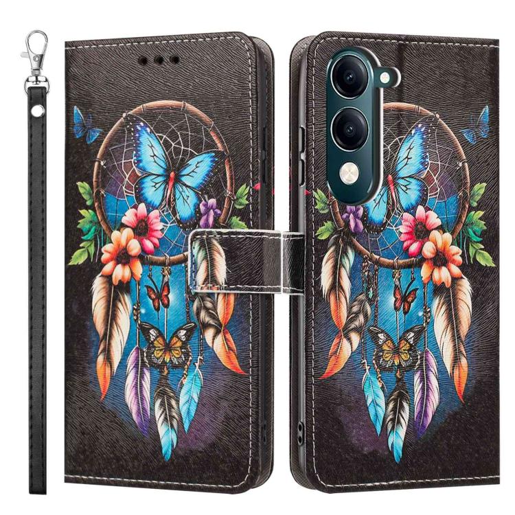 For vivo Y29s 5G Global Painted Pattern Vegan Leather Phone Case with Strap
