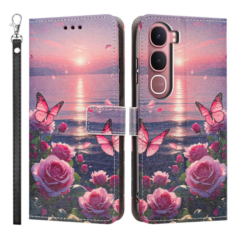 For vivo Y31 5G Global/Y21d 4G Painted Pattern Vegan Leather Phone Case with Strap