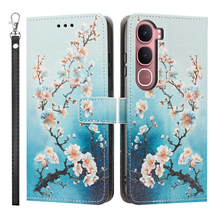 For vivo Y31 5G Global/Y21d 4G Painted Pattern Vegan Leather Phone Case with Strap