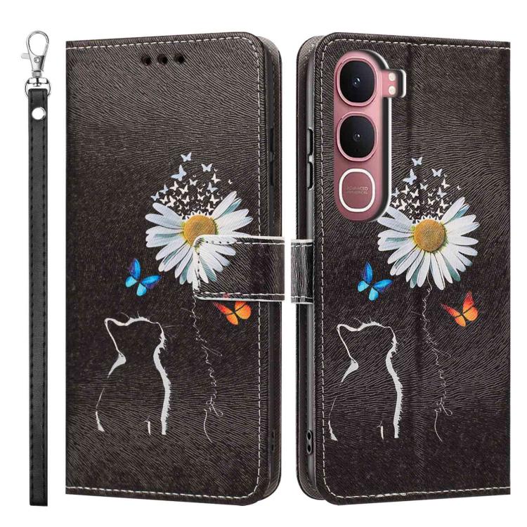 For vivo Y31 5G Global/Y21d 4G Painted Pattern Vegan Leather Phone Case with Strap