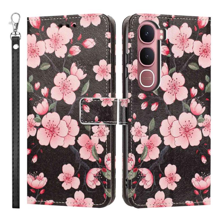 For vivo Y31 5G Global/Y21d 4G Painted Pattern Vegan Leather Phone Case with Strap