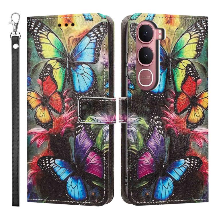 For vivo Y31 5G Global/Y21d 4G Painted Pattern Vegan Leather Phone Case with Strap