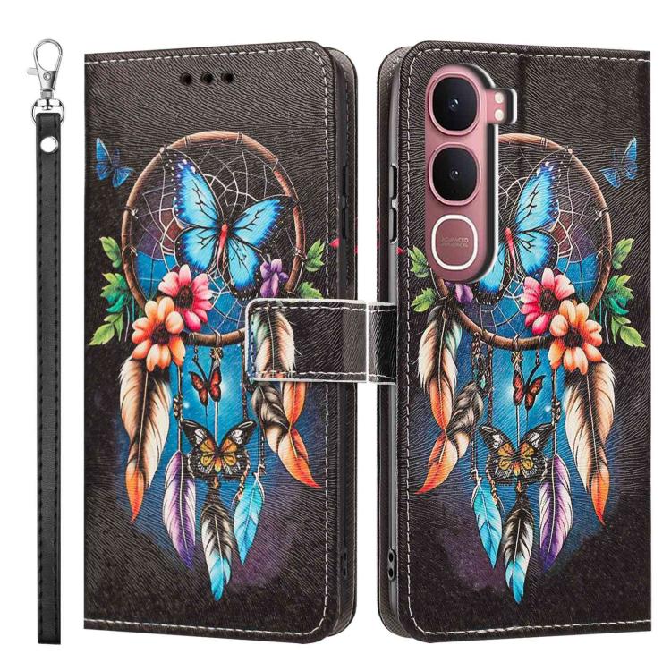 For vivo Y31 5G Global/Y21d 4G Painted Pattern Vegan Leather Phone Case with Strap