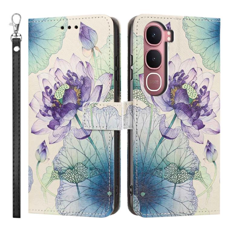 For vivo Y31 5G Global/Y21d 4G Painted Pattern Vegan Leather Phone Case with Strap