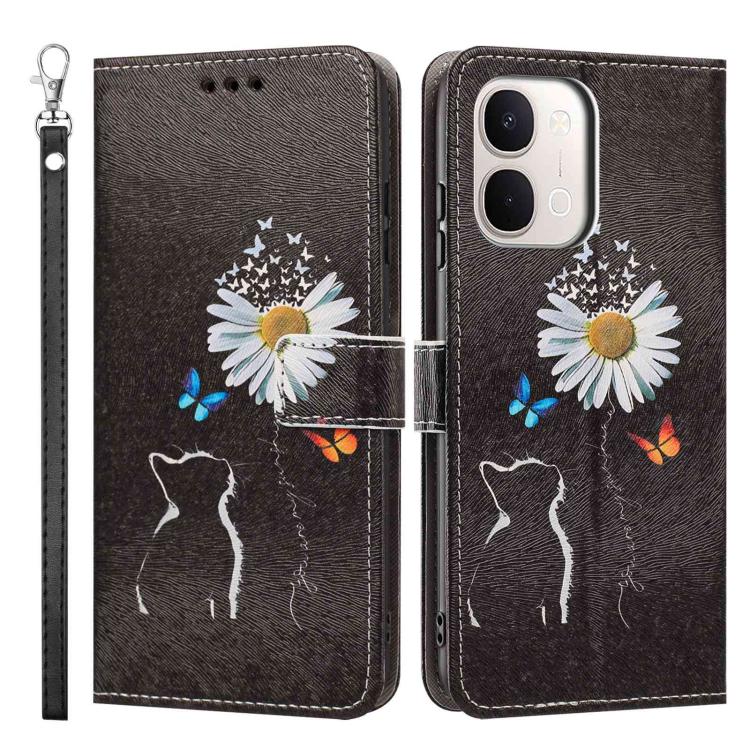 For vivo Y31d 4G / Y500i 5G Painted Pattern Vegan Leather Phone Case with Strap