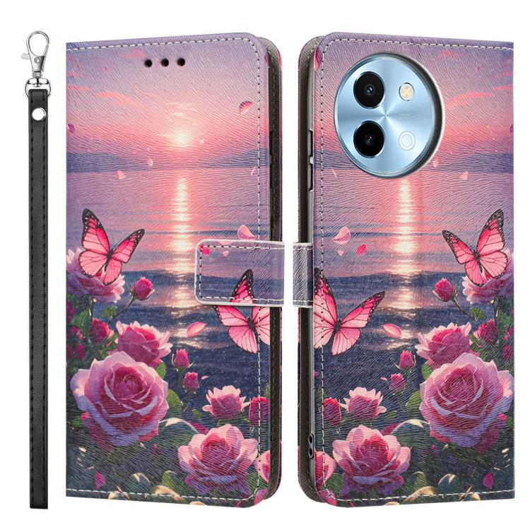 For vivo Y38 5G Global Painted Pattern Vegan Leather Phone Case with Strap